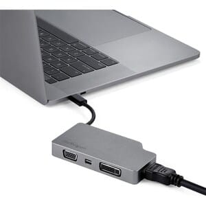Startech CDPVDHDMDPSG, A/V Adapter, 1 x24-Pin USB-C Male, 1x25-Pin DVI-D Female, 1x19-pin HDMI Female, 1x20-Pin Mini DP Female, 1x15-pin HD-15 VGA Female, Space Gray
