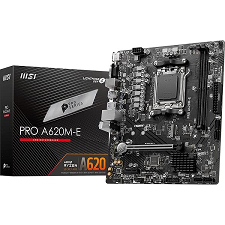 MSI PRO A620M-E, Micro ATX, AMD AM5, 2xDDR5, 1xM.2, 4xSATA 6Gb/s, RAID, 2xPCIe, 1xHDMI, 1xVGA, GbE LAN, 4xUSB3.0, 2xUSB2.0