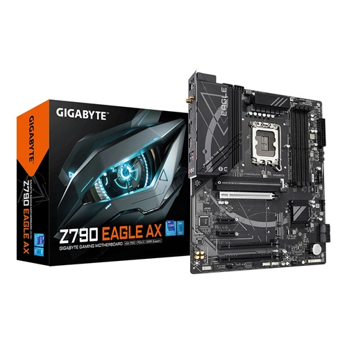Gigabyte Z790 EAGLE AX, ATX, Intel LGA 1700, 4xDDR5, 3xM.2, 4xSATA 6GB/s, RAID, 3xPCIe, 1xHDMI, 1xDP, GbE LAN, Wireless AX+Bluetooth, 1xUSB-C, 5xUSB3.2, 2xUSB2.0
