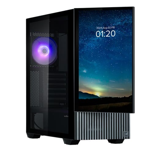 Zalman Z10 DS BLACK, Detachable 15.6" FHD Screen, Mid-Tower, Tempered Glass, Drive Bays: 2x Combo (3.5" or 2.5"), 2x2.5", Expansion Slot: 7, Motherboard Support: ATX / mATX / Mini-ITX, Pre-Installed Fan: 2x120mm(No LED)/1x120mm ARGB