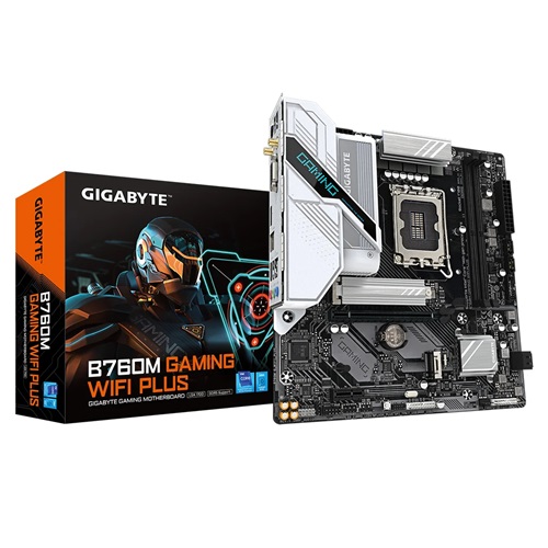 Gigabyte B760M GAMING WIFI PLUS, Micro ATX, Intel LGA 1700, 2xDDR5, 2xM.2, 4xSATA 6Gb/s, RAID, 2xPCIe, 1xHDMI, 1XDP, GbE LAN, Wi-Fi 802.11ac+Bluetooth, 1xUSB-C, 2xUSB2.0, 3xUSB3.2