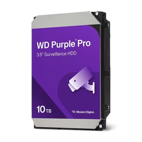 Western Digital WD102PURP, 10TB Purple Pro Surveillance 3.5" Hard Drive, SATA3, 7200RPM, 256MB Cache, 64x Camera Support