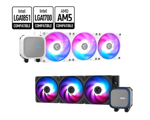 MSI MAG CORELIQUID A13 360 Black, CPU Cooler, 360mm Radiator, 3x 120mm Rifle Bearing Fans, ARGB GEN2, Compatible with Intel Socket LGA 1700, 1851, AMD AM5, AM4