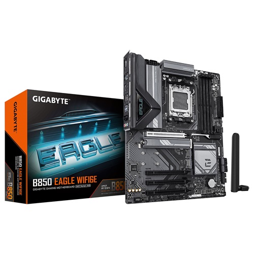 Gigabyte GA-B850-EAGLE-WIFI6E, ATX, AMD AM5, 4xDDR5, 3xM.2, 4xSATA 6Gb/s, RAID, 1xPCIe, 1xHDMI, 1xDP, GbE Lan, Wireless AX+Bluetooth, 1xUSB-C, 4xUSB3.2, 4xUSB2.0