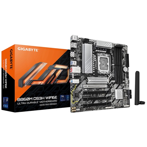 01738728617.jpg Gigabyte GA-B860M-DS3H-WIFI6E 1.0, Micro ATX, Intel LGA 1851, 4xDDR5, 2xM.2, 4xSATA 6Gbps, RAID, 4xPCIe, 1xHDMI, 2xDP, GbE LAN, Wireless AX+Bluetooth, 3xUSB3.2, 3xUSB2.0