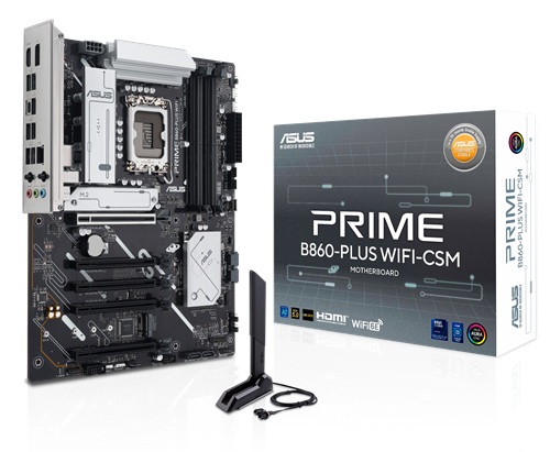 01739323838.jpg Asus PRIME B860-PLUS WIFI-CSM, ATX, Intel LGA 1851, 4xDDR5, 2xM.2, 4xSATA 6Gb/s, RAID, 1xHDMI, 1xDP, 1xPCIe, 1xRealTek 2.5Gb Ethernet, Wireless AX+Bluetooth, 7xUSB-A , 1xUSB-C