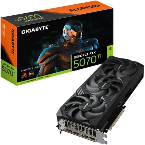 Gigabyte GV-N507TWF3OC-16GD, Nvidia GeForce RTX 5070 Ti WINDFORCE OC SFF, 16GB GDDR7, Core Clock: TBD, Cuda Core: 8960, 1xHDMI, 3xDP, PSU: 750W, PCIe5.0
