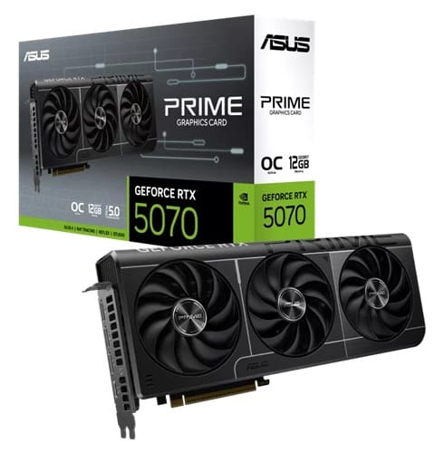 Asus PRIME-RTX5070-O12G, NVIDIA GeForce RTX 5070 OC Edition, 12GB GDDR7, Core Clock: 2587MHz, Cuda Cores: 6144, 1xHDMI, 3xDP, PSU:750W, PCIe5.0