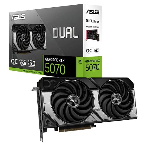 Asus DUAL-RTX5070-O12G, Nvidia GeForce RTX 5070, 12GB GDDR7, Core Clock: 2542MHz, Cuda Core: 6144, 1xHDMI, 3xDP, PSU: 750W, PCIe5.0