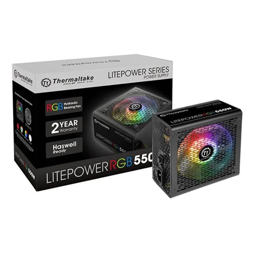 Thermaltake PS-LTP-0550NHSANA-1, Litepower RGB, 550W, Non-Modular, Fan: 120mm, ATX, MTBF: 100,000 Hours