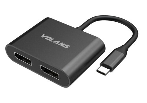 1665721690.jpg Volans VL-UC2DP, Aluminium 4K USB-C to Dual DisplayPort Adapter