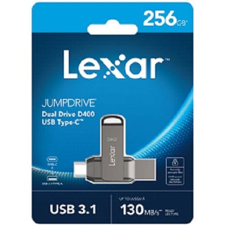 1687400062.jpg Lexar LJDD400256G-BNQNG, JumpDrive D400, Titanium, 256GB, USB3.1 Type-A and Type-C, Read Speed: Up to 130MB/s