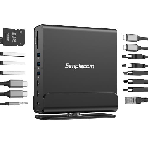 Simplecom CHT815, USB-C Docking Station, 100W, 2xHDMI, 1x1xDP, 1xRJ-45, 4xUSB-C, 5xUSB-A, 1xSD Slot, 1xMicroSD Slot