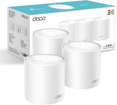 TP-Link Deco X1500(3-pack) AX1500 Whole Home Mesh Wi-Fi 6 System, 300 Mbps at 2.4 GHz + 1201 Mbps at 5 GHz