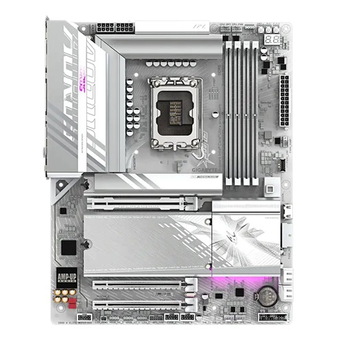Gigabyte Z890 AORUSELITE WF7 ICE, Intel LGA 1851 ATX Motherboard, 4x DDR5 ~256GB, 3x PCI-E x16, 4x M.2, 4x SATA, 5x USB 3.2, 1x USB-C, 4x USB 2.0