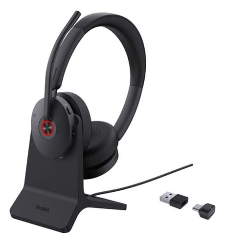 Yealink BH74 with Stand Teams USB-C/A, Microsoft Certified Teams Bluetooth Wireless Headset, 6-Mic Beamforming Noise Cancellation, Dongle, Charging Stand & Carry Case