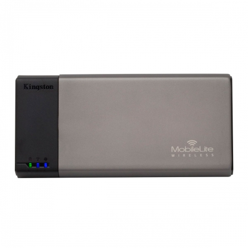 Kingston MLW221, MobileLite Wireless Flash Reader WI-FI , Input: USB and SD (SDHC, SDXC and microSD (with included adapter) ),Wi-Fi 802.11g/n with WPA2, Battery built-in Li-Polymer 1800 mAh 3.7v
