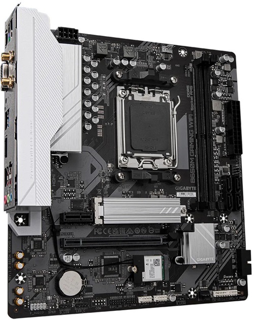 31715673016.jpg Gigabyte GA-B650M-GAMING-WIFI, Micro ATX, AMD AM5, 2xDDR5, 1xM.2, 4xSATA 6Gb/s, RAID, 1xPCIe, 1xHDMI, 1xD-Sub, GbE LAN, Wireless AC+Bluetooth, 2xUSB3.2, 4xUSB2.0