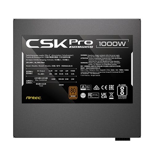 Antec CSK1000 PRO, 1000W, 80 Plus Bronze, Semi Modular, Fan: 120mm, ATX 3.1