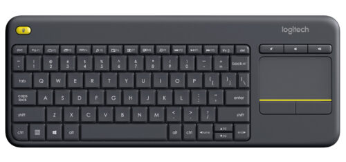 Logitech 920-007165, K400 Plus Wireless Keyboard with Touchpad & Entertainment Media Keys Tiny USB Unifying receiver for HTPC connected TVs