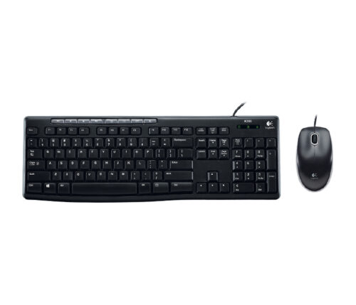 Logitech 920-002693, MK200 Keyboard and Mouse Combo, 1000dpi, USB, Wired, Black