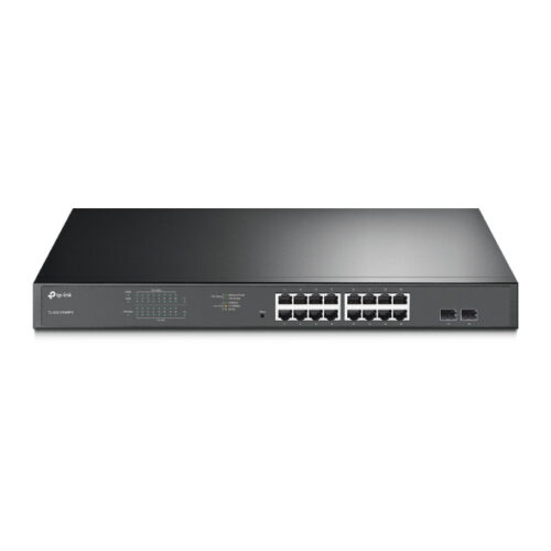 TP-Link TL-SG1218MPE 16-Port Gigabit PoE+ Easy Smart Switch, 16 Gigabit RJ45 Ports, 2 SFP Slots, 802.3at/af, 192W PoE Power, 1U 19-inch Rack-mountable