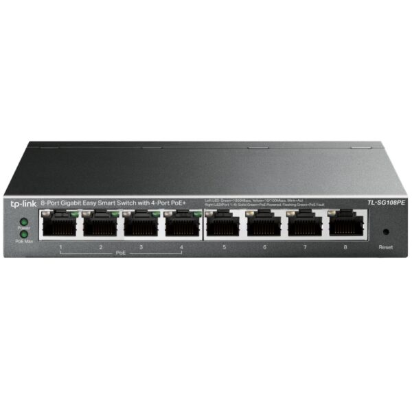 79344161_5530066522.jpg TP-Link TL-SG108PE 8-Port Gigabit Easy Smart Switch with 4-Port PoE, 55W IEEE 802.3af, Fanless, VLAN Features