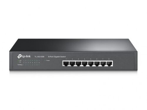 TP-Link TL-SG1008, 8-port Gigabit Switch, 8 10/100/1000M RJ45 Ports, 1U Rack-Mountable Steel Case