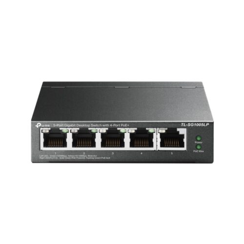 TP-Link TL-SG1005LP 5-Port Gigabit Desktop Switch with 4-Port PoE+, Up To 40W For all PoE Ports, Up To 30W Each Port