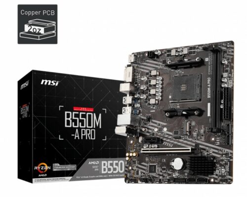 87262885_1335228594.jpg MSI B550M-A Pro, M-ATX, AMD AM4, 2xDDR4, 1xM.2+4xSATA 6Gb/s, RAID, 2xPCIE, 1xHDMI, 1xDVI-D, GbE LAN, 4xUSB3.2, 2xUSB2.0