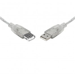 8ware UC-2005AAE, USB 2.0 Certified Extension CABLE Type A to A M/F Transparent, 5m