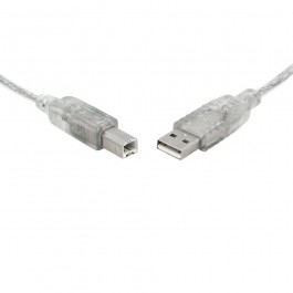 8ware UC-2002AB, USB 2.0 Certified CABLE A to B, 2m, Transparent Metal Sheath UL Approved