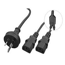 Alogic MF-AUS3P2C13-02, Aus 3 Mains Plug to 2 X IEC C13 Y Splitter CABLE, Male to 2x Female, 2m