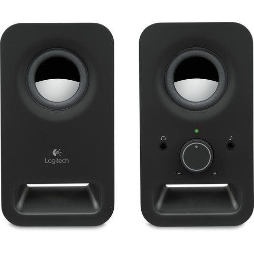 Logitech 980-000862, Z150 Multimedia Speakers, Twin 2.0 dual input multimedia speakers, 6 watts peak power, headphone jack, Midnight Black