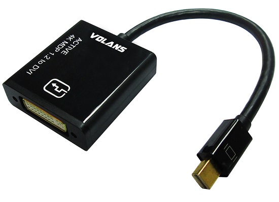 Volans VL-AMDPD, ACTIVE Mini DisplayPort to DVI Male to Female Converter (V 1.2) with 4K Support