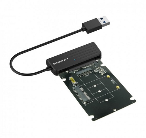 smp-cnv-usb3-msatam2-sa225.jpg Simplecom SA225, USB3.0 to mSATA + M.2 ,NGFF B Key, 2 In 1 Combo Adapter