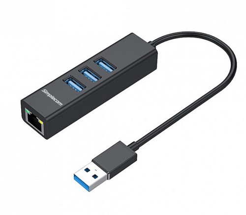 Simplecom CHN420-Black, Aluminium, 5Gbps Hub, 3xUSB 3.0, Gbe LAN
