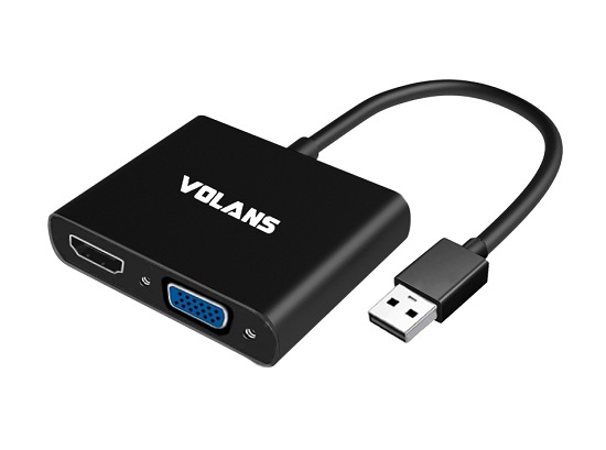 vol-cnv-usb30-m-vga-hdmi-f-adapter.jpg Volans VL-U3VH-S, Aluminium, USB3.0 to VGA,HDMI, Display Converter