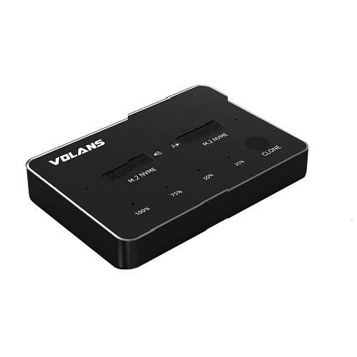vol-doc-alum-m2-vl-ucm2ds.jpg Volans VL-UCM2DS Aluminium 2-Bay USB-C (Gen 2) M.2 NVMe PCI-E SSD Docking Station with Clone