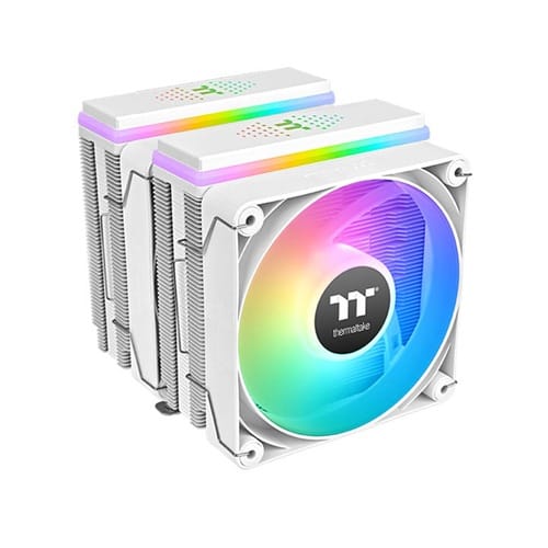 Thermaltake CL-P139-CA12SW-A, ASTRIA 600 ARGB Sync CPU Cooler, Fan Size: 120mmx2, PWM: 500-1800 RPM, Air Flow: 65CFM, White, Intel Socket LGA 2066, 2011, 1851, 1700, 1200, 1156, 1155, 1151, 1150, 1150_x000B, AMD AM5, AM4