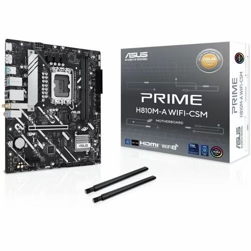 Asus PRIME H810M-A WIFI-CSM, Micro ATX, Intel LGA 1851, 2xDDR5, 2xM.2, 4xSATA, 1xHDMI, 1xDP, 2xPCIe, GbE LAN, Wireless AX+Bluetooth, 2xUSB-A, 4xUSB2.0