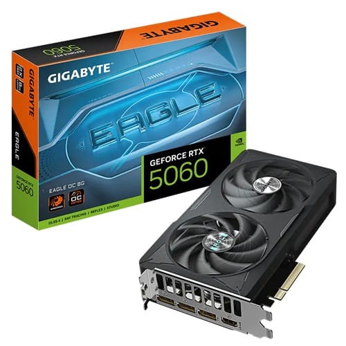 01747704078 Gigabyte GV-N5060EAGLE OC-8GD, Nvidia GeForce RTX 5060 EAGLE OC, 8GB GDDR7, Core Clock: 2550MHz, Cuda Core: 3840, 1xHDMI, 3xDP, PSU: 450W, PCIe5.0
