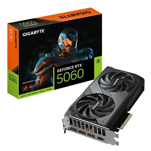 01747704592 Gigabyte GV-N5060WF2OC-8GD, Nvidia GeForce RTX 5060 WINDFORCE OC, 8GB GDDR7, Core Clock: 2512MHz, Cuda Core: 3840, 1xHDMI, 3xDP, PSU: 450W, PCIe5.0