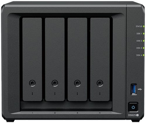 Synology DiskStation DS925+, 4-Bay 3.5" Diskless, AMD Quad Core CPU, 4GB RAM, 2x2.5GbE, 2xUSB3.2, 1xExpansion port