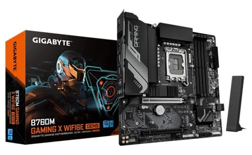 Gigabyte B760M GAMING X WIFI6E GEN5, Micro ATX, Intel LGA 1700, 4xDDR5, 2xM.2, 4xSATA 6Gb/s, RAID, 2xPCIe, 1xHDMI, 1xDP, GbE LAN, Wireless AX+Bluetooth, 3xUSB3.2, 5xUSB2.0