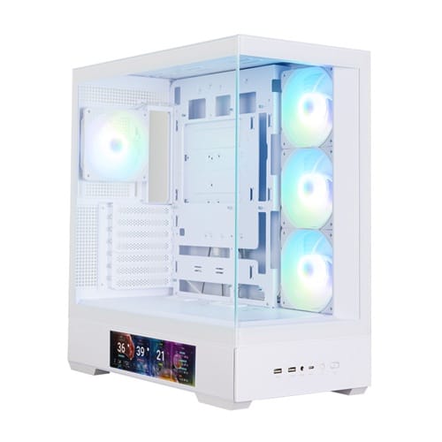 Zalman P40 DS WHITE, ATX, MID-Tower, 9.1” LCD Display, Tempered Glass, Drive Bays: 2 x Combo(2.5” or 3.5”), 1 x 2.5”, Expansion Slot:7, Fan: 120mm, Motherboard Support: ATX / mATX / Mini-ITX