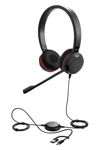 Jabra 5399-823-369, Evolve 30 II MS Stereo Headset, 3.5mm, USB-C/A, Black