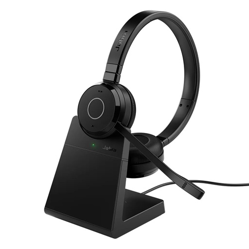 Jabra 6699-833-399, Evolve 65 TE MS Stereo Wireless Headset, On-ear Design, 28mm Drivers, Jabra Link390 USB-A BT 5.2 Adapter, Up to 30m Range, Up to 16 Hour Battery Life, Uni-Directional Mic, Includes Charging Stand, 2 Year Warranty
