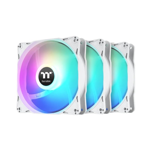 Thermaltake CL-F205-PL12SW-A, LE 120 ARGB PWM Cooling Fan, Size: 120mm, Airflow: 66.1CFM, Noise: 25.2dB(A), Pack of Three, Hydraulic Bearing, White, 2 Year Warranty