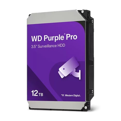 Western Digital WD122PURP, Purple Pro Surveillance HDD, 12TB, 3.5", SATA3, 7200RPM, 512MB Cache, 64xCamera Support, 32 AI Streams, 2.5Mh MTBF